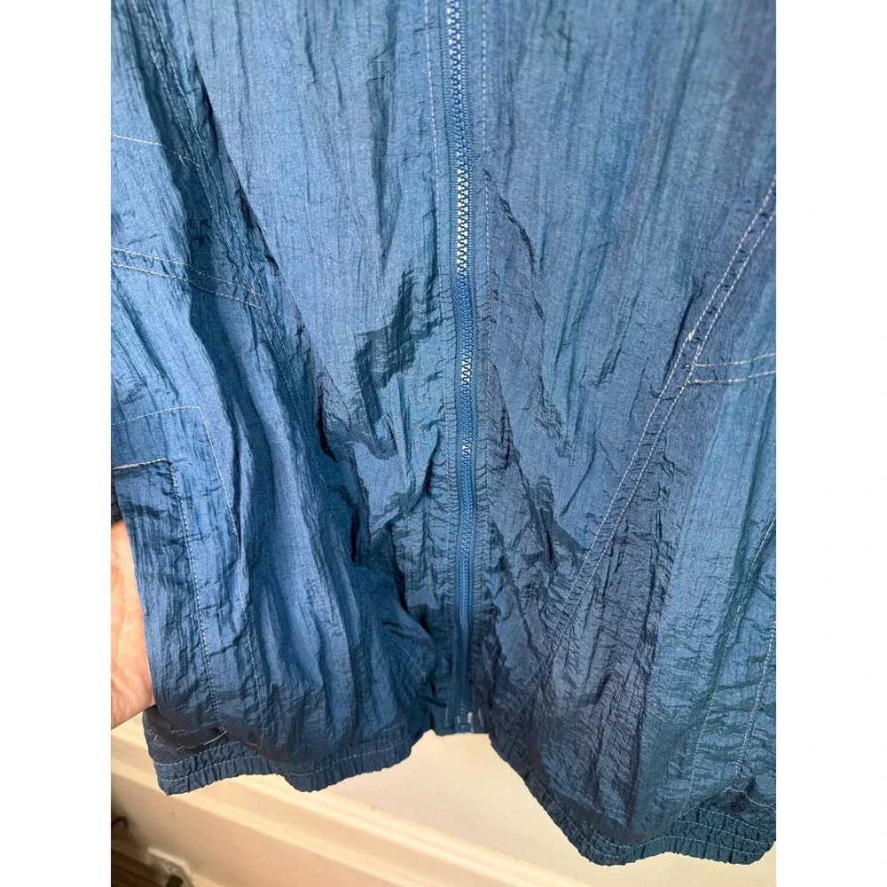 Lavon‎ Sportswear Vintage 80's 90's  Blue Crinkle Windbreaker Bomber  Zip Up